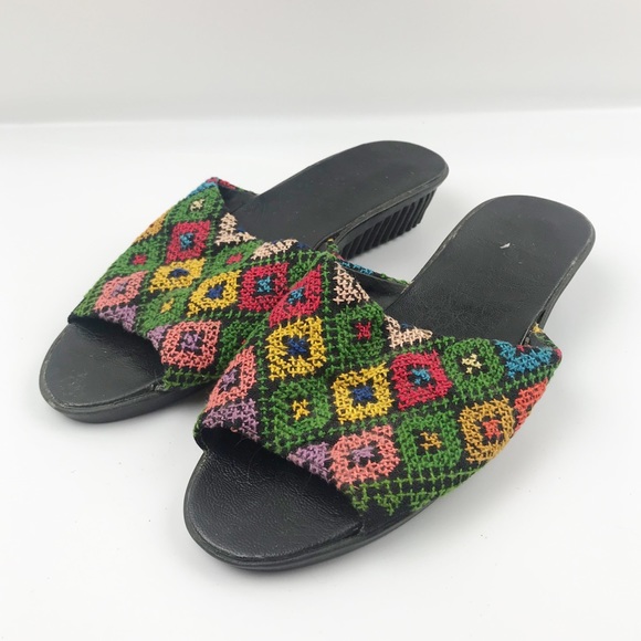 Vintage Shoes - Vintage granny square knit sandals